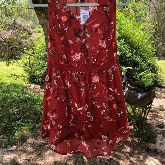 torrid Tops - Ochre Floral Rayon Twill Babydoll Tank, Sz 00X NWT